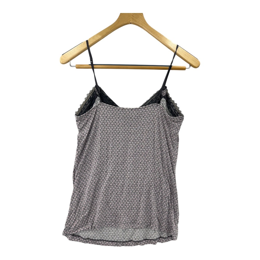 Victoria's Secret Floral Lace Trim Camisole Tank Top M/M Pink Black White - Picture 2 of 10